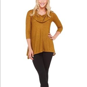 Ribbed JACQUARD CRAWL NECK BLOUSE